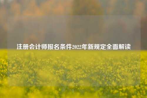 注册会计师报名条件2022年新规定全面解读